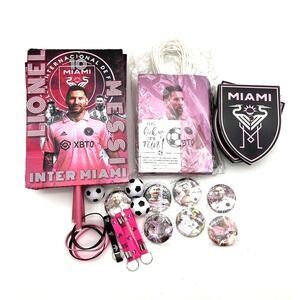 Lionel Messi Inter Miami Party Supplies Kit Bags Signs Bracelets Pins